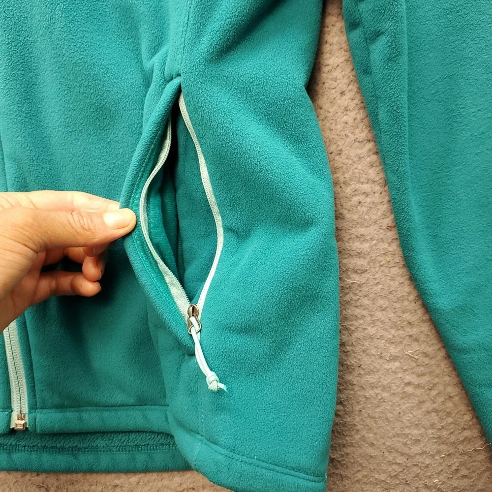 The North Face Jacket Mens‎ Green Fleece Lined Mock Neck Embroidered Logo Zipper
